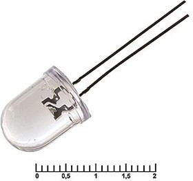 10RWWC 40KD 6500K 3,4V 20D, Светодиод 10мм/белый/6500K/ 40кд/прозрачный/20°