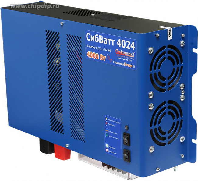 СибВатт 4024 инвертор, преобразователь напряжения DC/AC, 24В/220В, 4000Вт СибВатт 4024 инвертор, преобразователь напряжения DC/AC, 24В/220В, 4000Вт