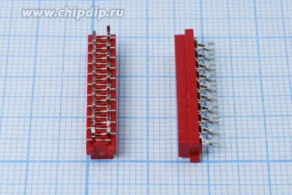 Разъем (Micro Match) MM-20FS розетка, шаг P1.27, контакты 20P, на плату, MM-20FS