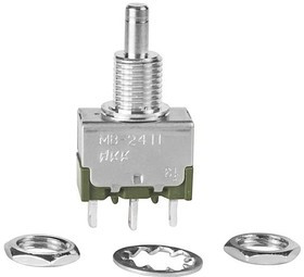 MB2411E1W01, Pushbutton Switches SPDT THREADED FLAT SILVER SLDR LUG