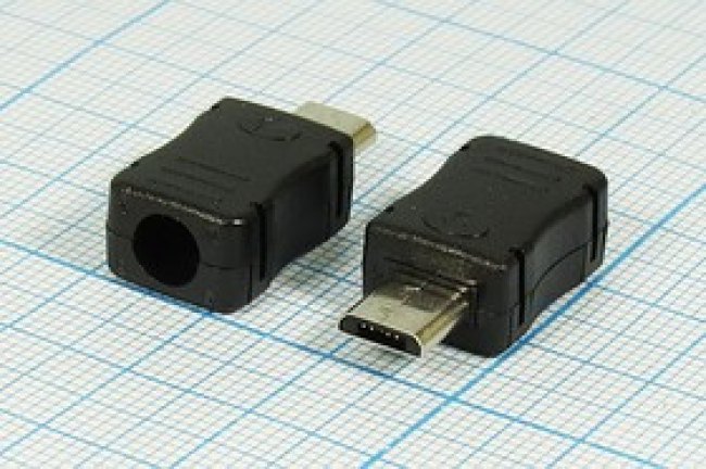 Разъем microUSB вилка, тип B, контакты 5C, на кабель, microUSB B-5PB2 Разъем microUSB вилка, тип B, контакты 5C, на кабель, microUSB B-5PB2