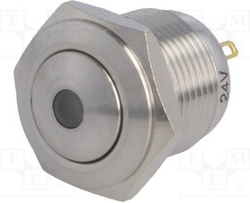 V16B-10D-24Y-S, Переключатель антивандальный, Положения 2, SPST-NO, 2A/36ВDC