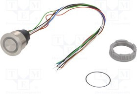 3-101-430, Pushbutton Switches 22mm METAL RING ILUM MULTICOLR STANLS STL