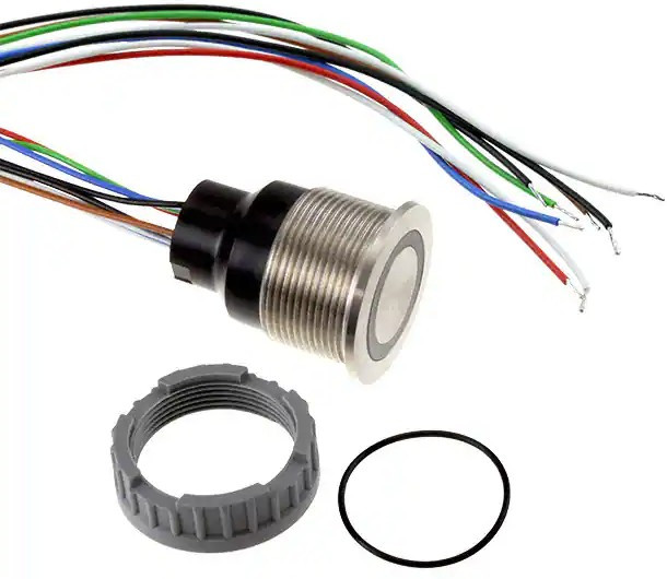 3-101-430, Pushbutton Switches 22mm METAL RING ILUM MULTICOLR STANLS STL
