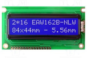 EA W162B-NLW, Дисплей: LCD; алфавитно-цифровой; STN Negative; 16x2; голубой