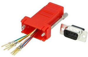 DA9-SMJ8-R-K, Переходник: адаптер; гнездо RJ45,D-Sub 9pin "мама"; красный