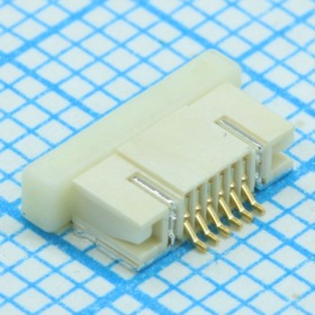 1734592-6, Соединитель FPC 6 контактов шаг 0.5мм угловой SMD лента на катушке
