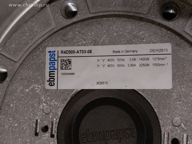 Вентилятор Ebmpapst R4D500-AT03-08 400V 50/60Hz 3.0/3.88A 1430/2250W 1375/1550min-1