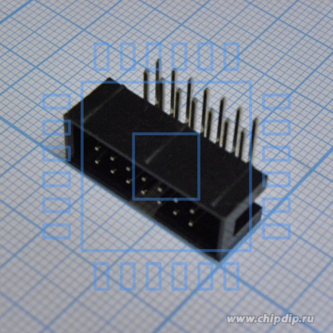 KLS1-202-14-R-B, (BH-14R, IDC-14MR), IDC разъем, вилка на плату угловая двухрядная 14pin(2x7)., шаг 2.54мм