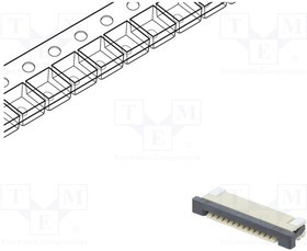 DS1020-07-12VBT1A-R, Разъем: FFC (FPC); горизонтальный; PIN: 12; ZIF; SMT; луженые; 30мОм