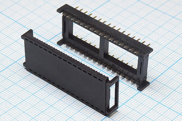Разъем (IDC) DIP L-32 вилка, шаг P2.54x15.24, контакты 32P, на шлейф, DIP L-32