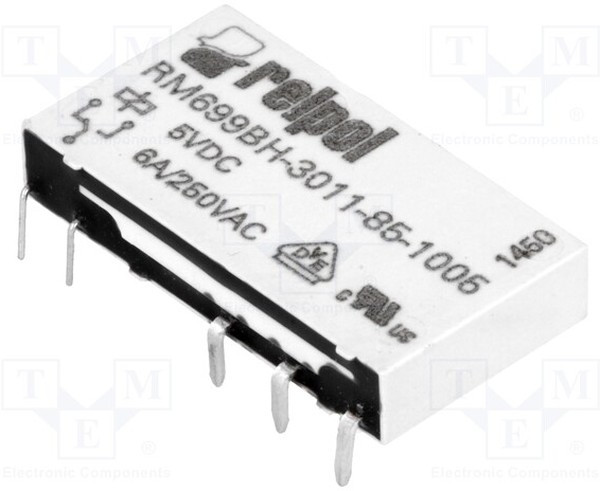 RM699H-P-05, Реле: электромагнитное, SPDT, Uобмотки: 5ВDC, 6A/250ВAC, 6A/24ВDC RM699H-P-05, Реле: электромагнитное, SPDT, Uобмотки: 5ВDC, 6A/250ВAC, 6A/24ВDC
