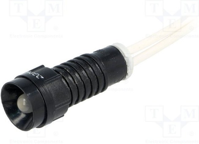 LW-D5-230AC, Индикат.лампа: LED, вогнутый, 230ВAC, Отв: d11мм, IP40, пластик