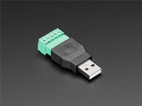 3628, Adafruit Accessories USB A-M Plug to 5- pin Terminal Block