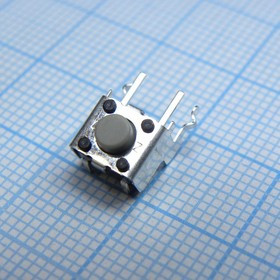 B3F3122, Кнопка тактильная 6х6мм угловая h=1.6mm усилие нажатия 1.47N(150гр) 0.05А 24В монтаж в отверстие