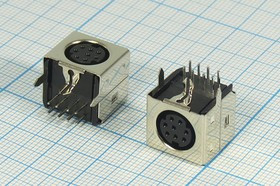 Разъем (miniDIN) MCC-5239.8P [S-VHS] розетка, контакты 8HP, монтаж на плату, угловой,экранированный, MCC-5239.8P [S-VHS]