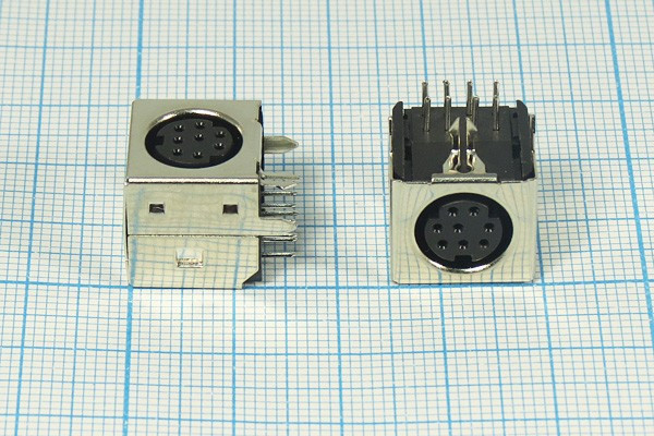 Разъем (miniDIN) MCC-5239.8P [S-VHS] розетка, контакты 8HP, монтаж на плату, угловой,экранированный, MCC-5239.8P [S-VHS]