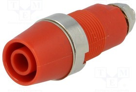 SAB6922NI-RT, Гнездо, "банан" 4мм, 32А, 1кВ, красный, никелированные, винтами