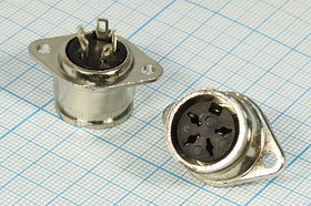 Гнездо DIN четыре контакта, на панель; №9206 гн DIN\ 4HP+1C\пан\флан 2отв\B17\