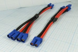 Разъем питания EC5 розетка - разъем EC5x2 вилка, монтаж на кабель, L 100мм, Parallel Y leads EC5, 2C Разъем питания EC5 розетка - разъем EC5x2 вилка, монтаж на кабель, L 100мм, Parallel Y leads EC5, 2C