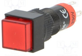 V10F-11Z-230R, Переключатель: кнопочный, Пол: 2, SPDT, 0,5A/250ВAC, 1A/24ВDC, IP40