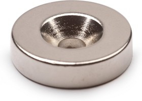Неодимовый магнит диск Forceberg 20х5 мм с зенковкой 4.5/10, 6 шт
