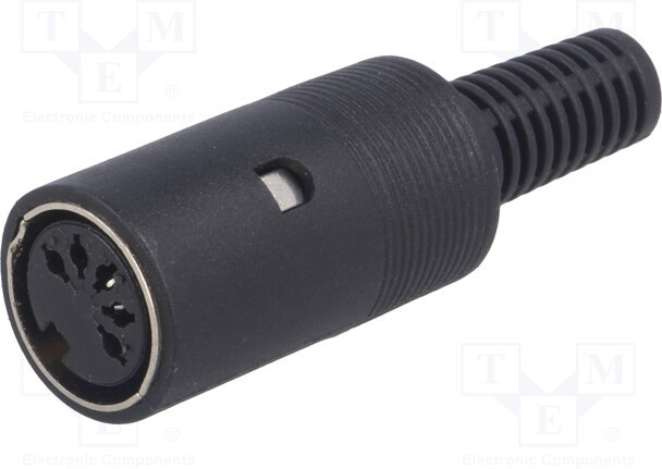 DC-007, Вилка, DIN, "мама", PIN 5, Конфиг.выводов 180°, прямой, на провод