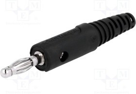 FK8S-SW, Вилка, "банан" 4мм, 32А, 33ВAC, 70ВDC, черный, Длина: 65,5мм, 2,5мм2