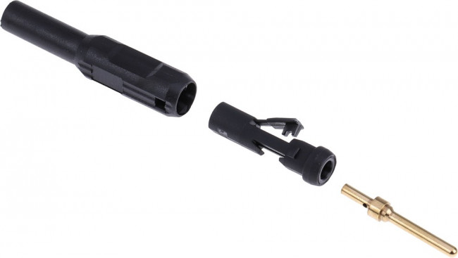 MS205-S-21, Вилка, "банан" 2мм, черный, позолота, Изоляция: PA, d: 2,7мм, 0,5мм2