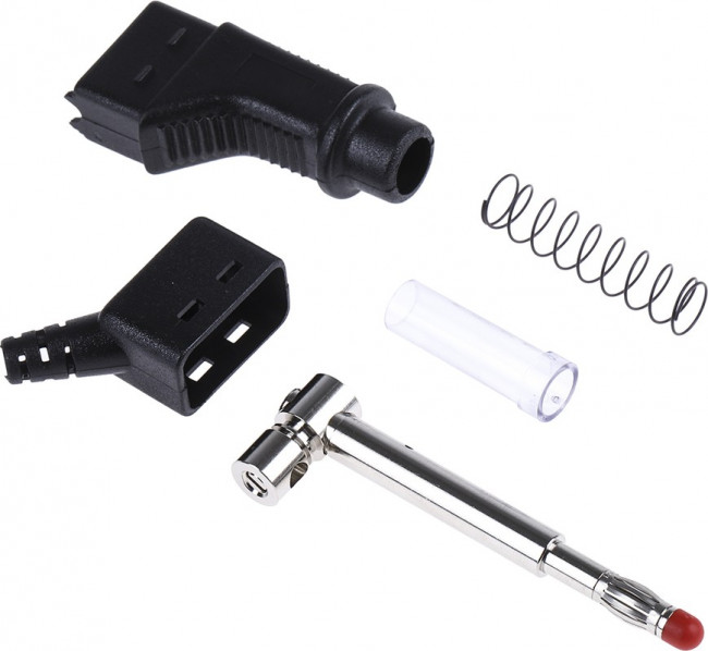 66.9328-21, Black Male Banana Plug, 4 mm Connector, Screw Termination, 32A, 600V, Nickel Plating