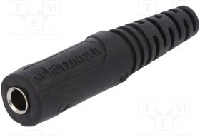 KU92LNI-SW, Гнездо, "банан" 4мм, 10А, 70ВDC, черный, никелированные, на кабель