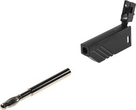 934100100-, Black Male Banana Plug, 4 mm Connector, Screw Termination, 16A, 60V dc, Nickel Plating