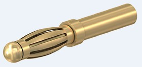 22.5118, Male Banana Plug, 25A, Gold, Zinc Plating