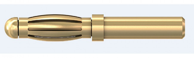 22.5118, Male Banana Plug, 25A, Gold, Zinc Plating
