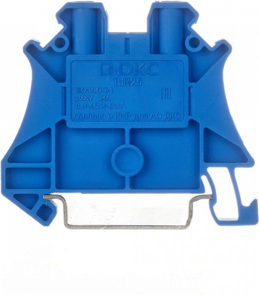 Клемма проходная винтовой зажим 2 точки подключения 2.5кв.мм син. DKC TUR-2.5-BU