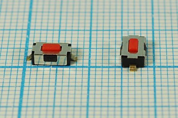 Переключатель тактовый, SMD 6x3.8x2.5 мм, красный; №9778 R ПКнТакт 6,0x 3,8x 2,5\h0,7\\NO\кр\ SMD\KFC-003B\