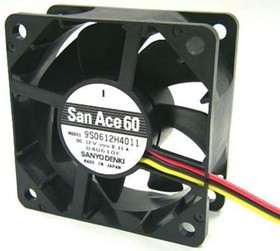 9S0612S4011, San Ace 9S Series Axial Fan, 12 V dc, DC Operation, 44m³/h, 2.4W, 200mA Max, 60 x 60 x 25mm