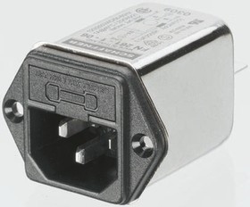 FN9260S-4-06-10, 4A, 250 V ac Male Snap-In IEC Filter FN9260S-4-06-10, Faston 1 Fuse