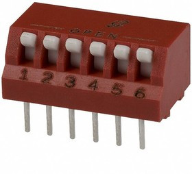76PSB06ST, DIP Switches / SIP Switches DIP Switch SPST (up is off) 6 Pos