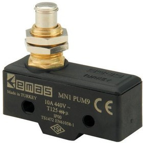 MN1PUM9, Микропереключатель 10А 250VAC с плунжером на панель