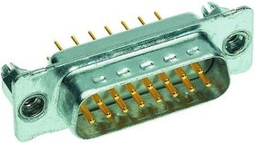 09642227235, D-Sub Standard Connectors 15P MALE STRAIGHT BOARDCLIP/CLINCH NUT