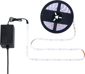 Комплект светодиодной ленты 5 м IP65 с блоком питания, холодное белое свечение 142-401