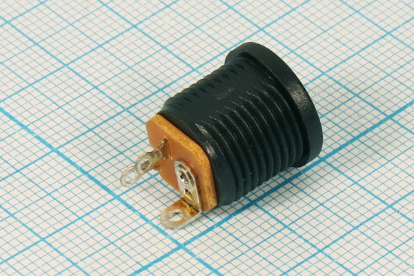 Гнездо питания DC 2.1D5.5, 3 контакта, на панель М13, с выключением ON-OFF, DJK-09A; №9034 гн пит DC 2,1D5,5\3C\\пан М13\\DJK-09A