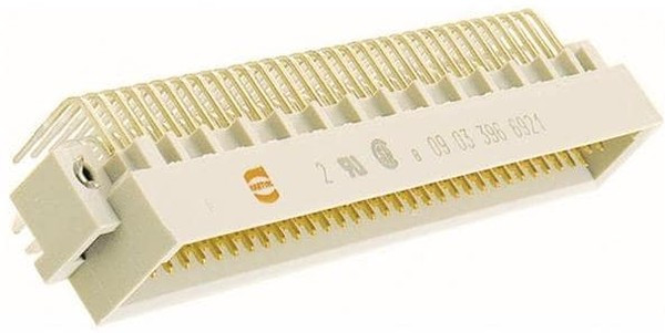 09033646921, 09 03 64 Way 2.54mm Pitch, Type C Class C2, 3 Row, Right Angle DIN 41612 Connector, Plug 09033646921, 09 03 64 Way 2.54mm Pitch, Type C Class C2, 3 Row, Right Angle DIN 41612 Connector, Plug