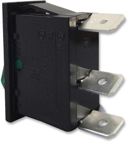 C5503ATNAF, Rocker Switch, 10 A, 1NO, 250V, ON-OFF, IP66, Black / Green