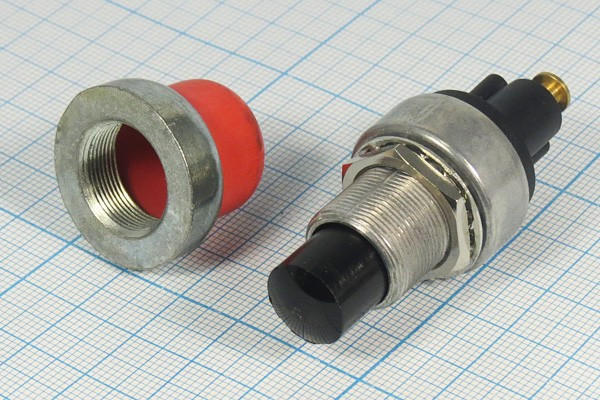 Влагозащищённая кнопка без фиксации (SPST), OFF-(ON), красная, 12В/60А; №10230R ПКнА/М\12\60\(SPST)\d16\\ кр\IP56\2C\A2-19A-14-A2R\