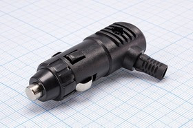 Штекер в прикуриватель угловой под входной диаметр 20мм с предохранителем; №9991 штек пит прикур d20\2C\2А12В\каб угл\пред\