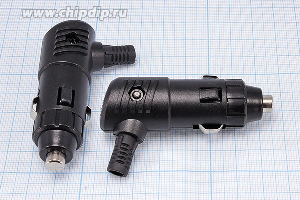 Штекер в прикуриватель угловой под входной диаметр 20мм с предохранителем; №9991 штек пит прикур d20\2C\2А12В\каб угл\пред\