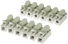 021-6, Самозажимная клемма , 6-ти проводное соединение, 10 А, 2.5 мм2, PA66, нержавеющая сталь