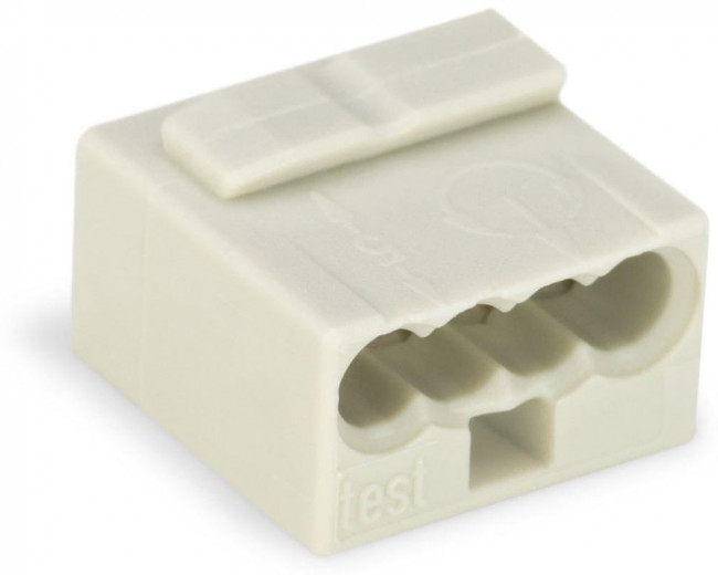 Micro junction box terminal, 4 pole, 0.6-0.8 mm², clamping points: 4, light gray, clamp connection, 6 A